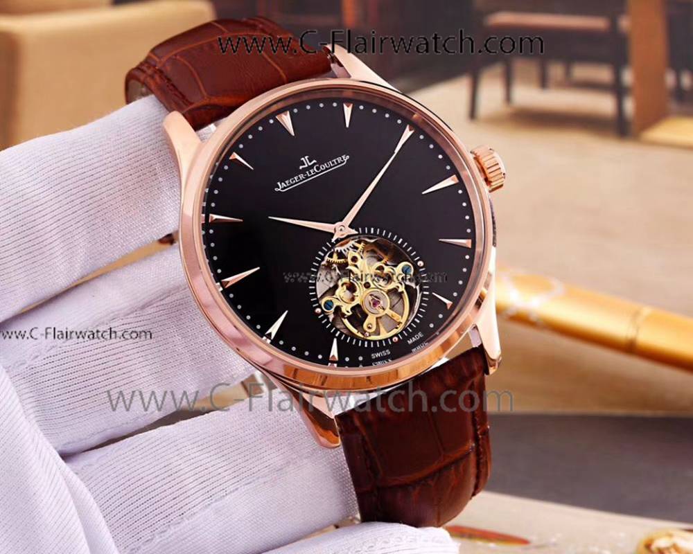 Copy Jaeger LeCoultre Watch - Black Flying Tourbillon Face